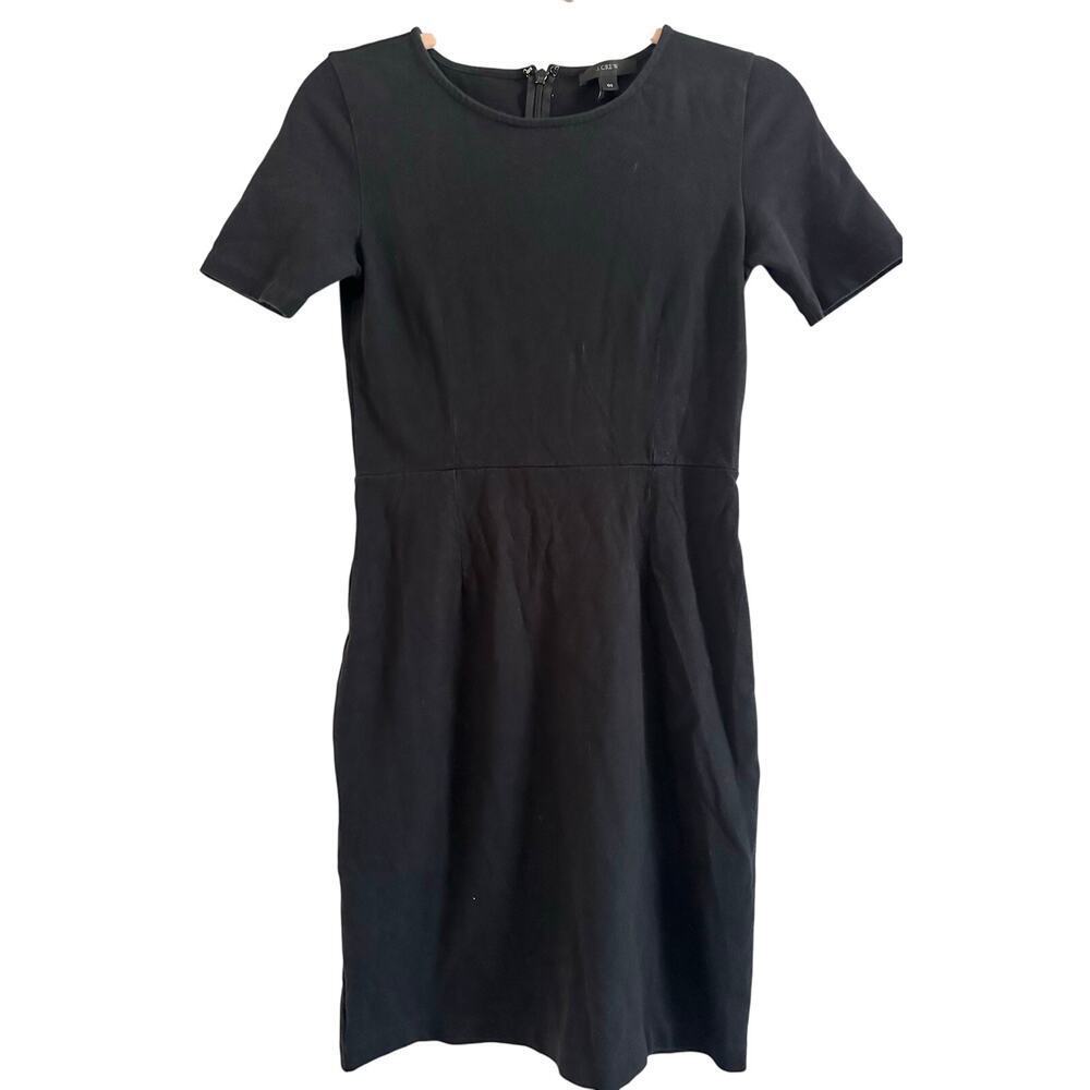 J. CREW Black Cotton Sheath Dress Career Office Siren Preppy Old Money - Sz 00